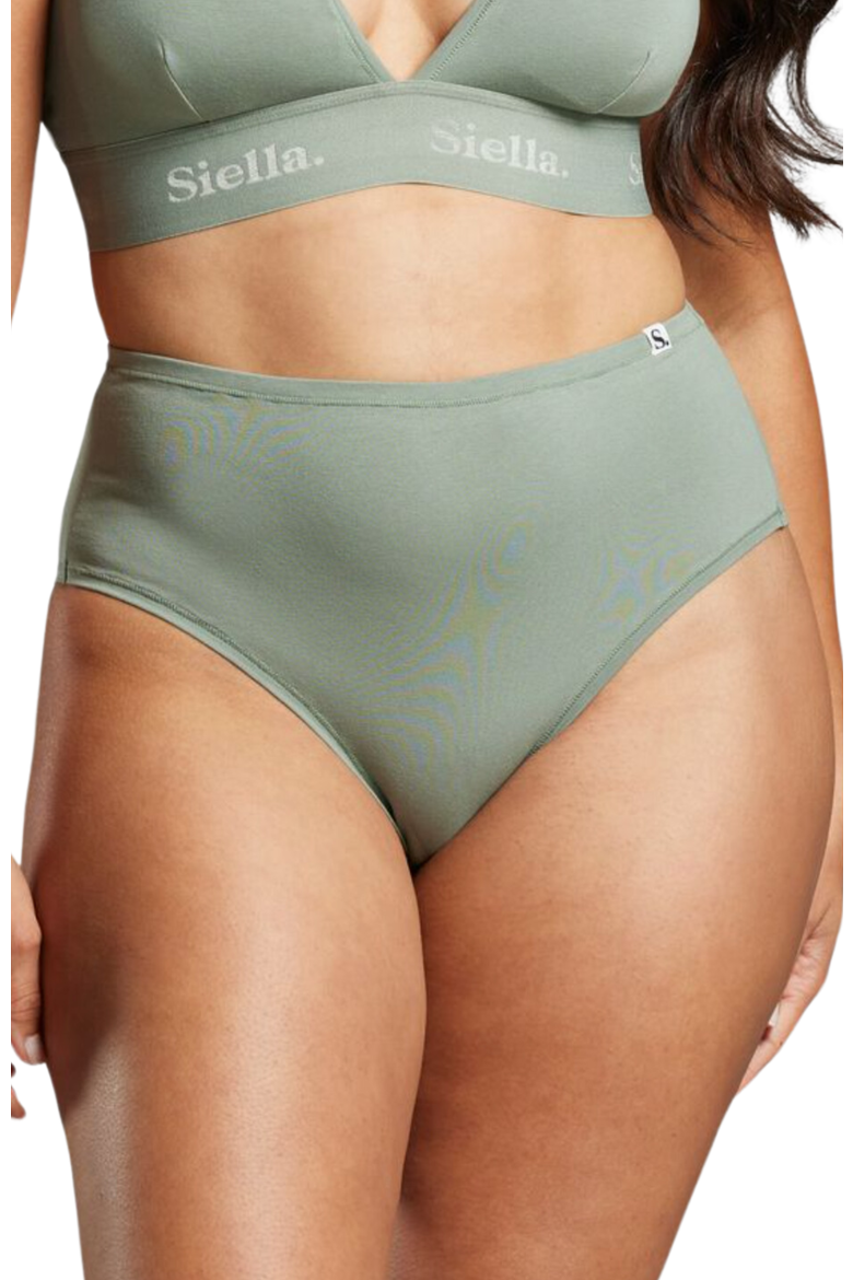 Organic Cotton High Waist Brief, Main, color, Sage green