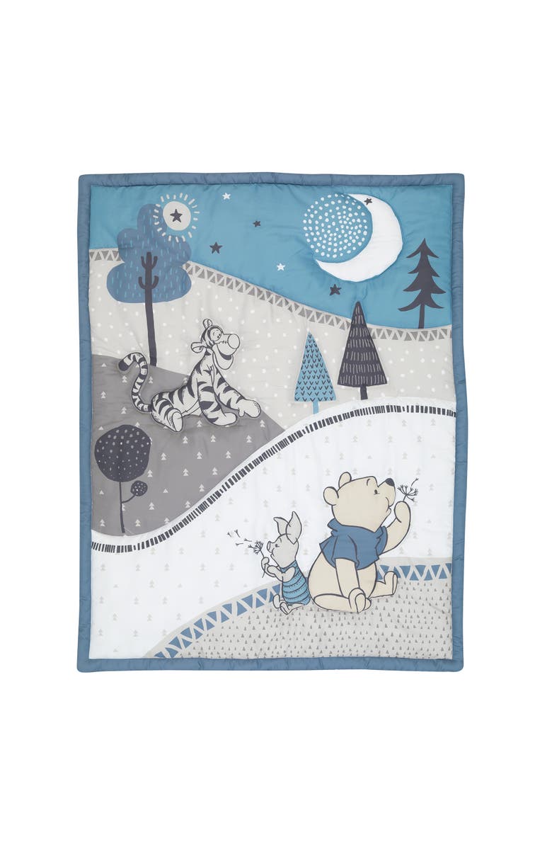 Lambs & Ivy Disney Baby Forever Pooh 3-Piece Mini Crib Bedding Set, Alternate, color, Blue