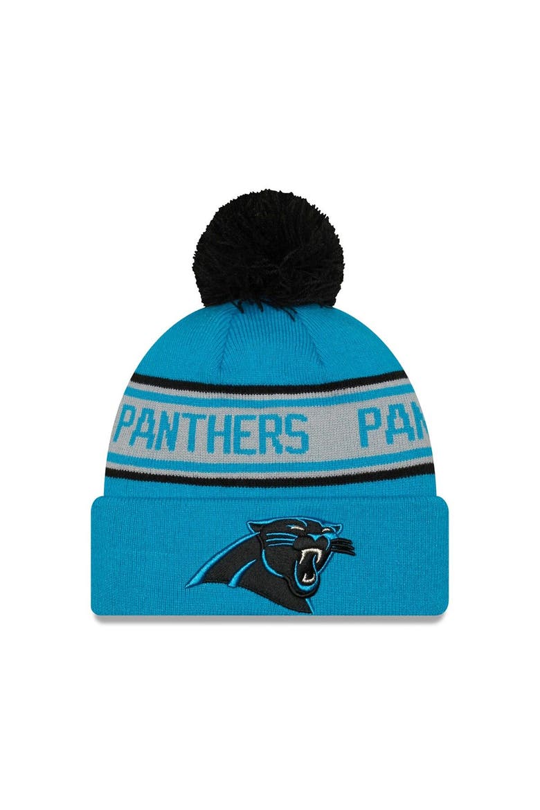 Men's New Era Blue Carolina Panthers  Repeat Cuffed Knit Hat with Pom, Main, color, Blue