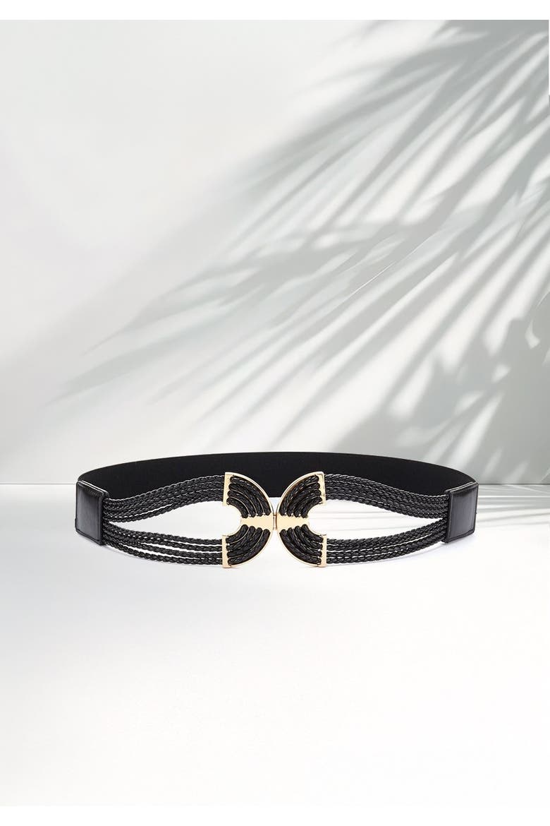 Women's Symmetrical Buckle Waist Belt, Alternate, color, Black