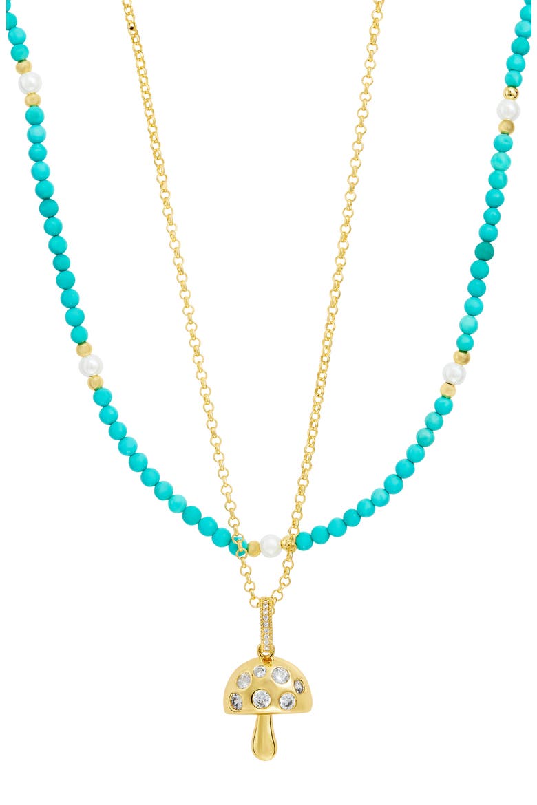 Mushroom Pendant & Beaded Necklace Set, Main, color, YELLOW