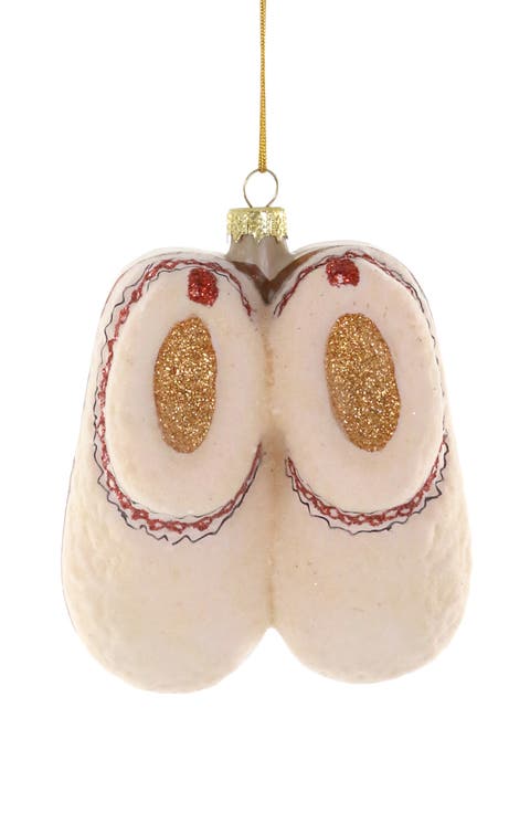 Cozy Fleece Slippers Blown Glass Ornament
