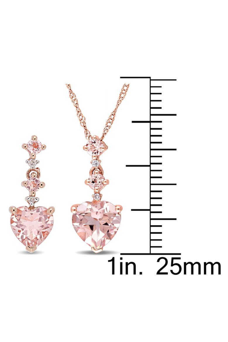 2-Piece Set Morganite Heart Earrings & Necklace, Alternate, color, Morganite