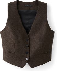MANGO Speckled Wool Blend Waistcoat