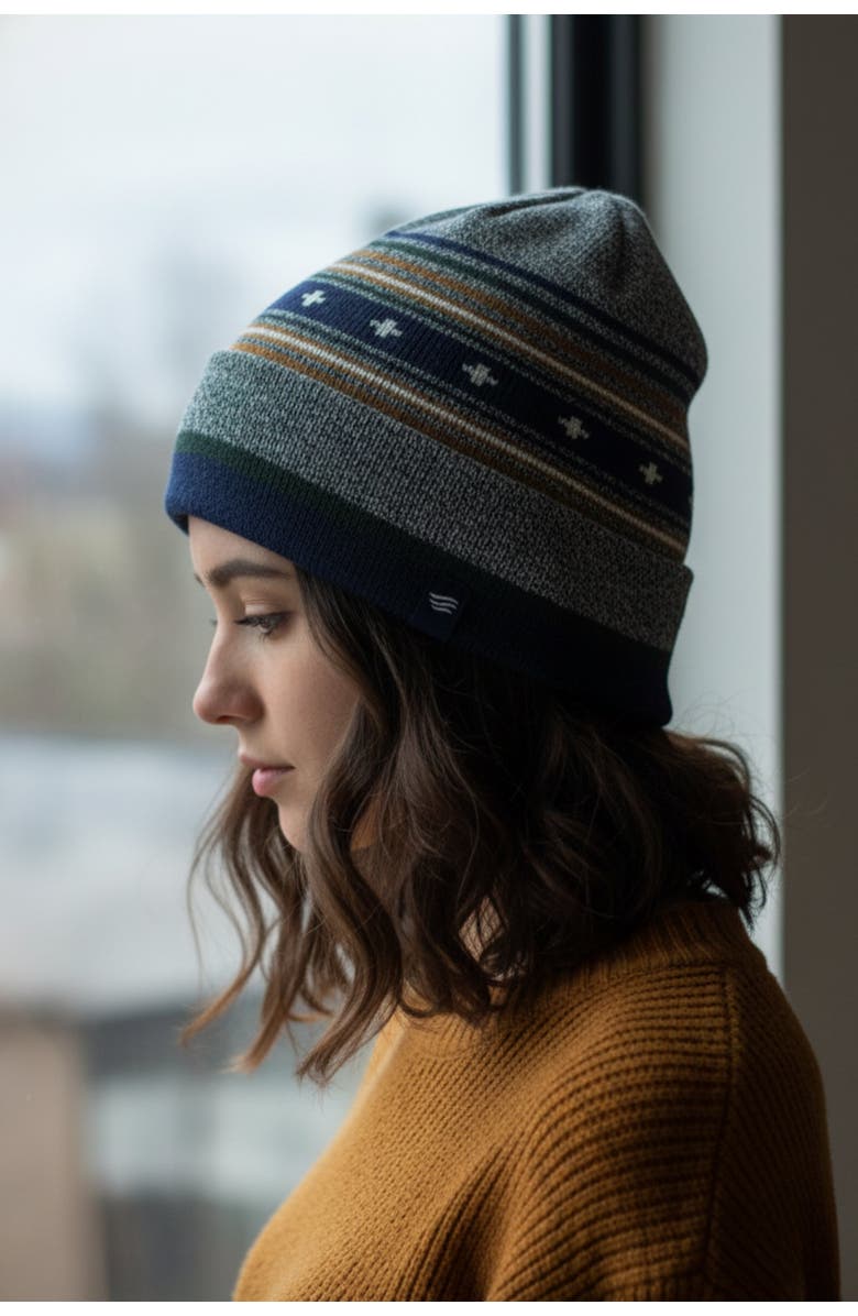 United By Blue The Merino Wool Slouchy Modern Fair Isle Beanie, Alternate, color, Teal