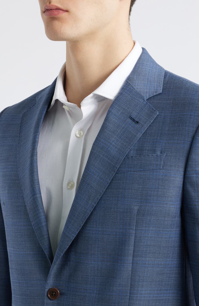 Emporio Armani Blue Check Wool Suit, Alternate, color, Solid Medium Blue