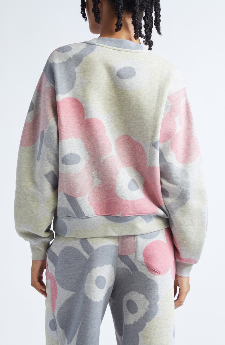 Marimekko Trilce Unikko Floral French Terry Sweatshirt, Alternate, color, Grey Melange Pink L Yellow