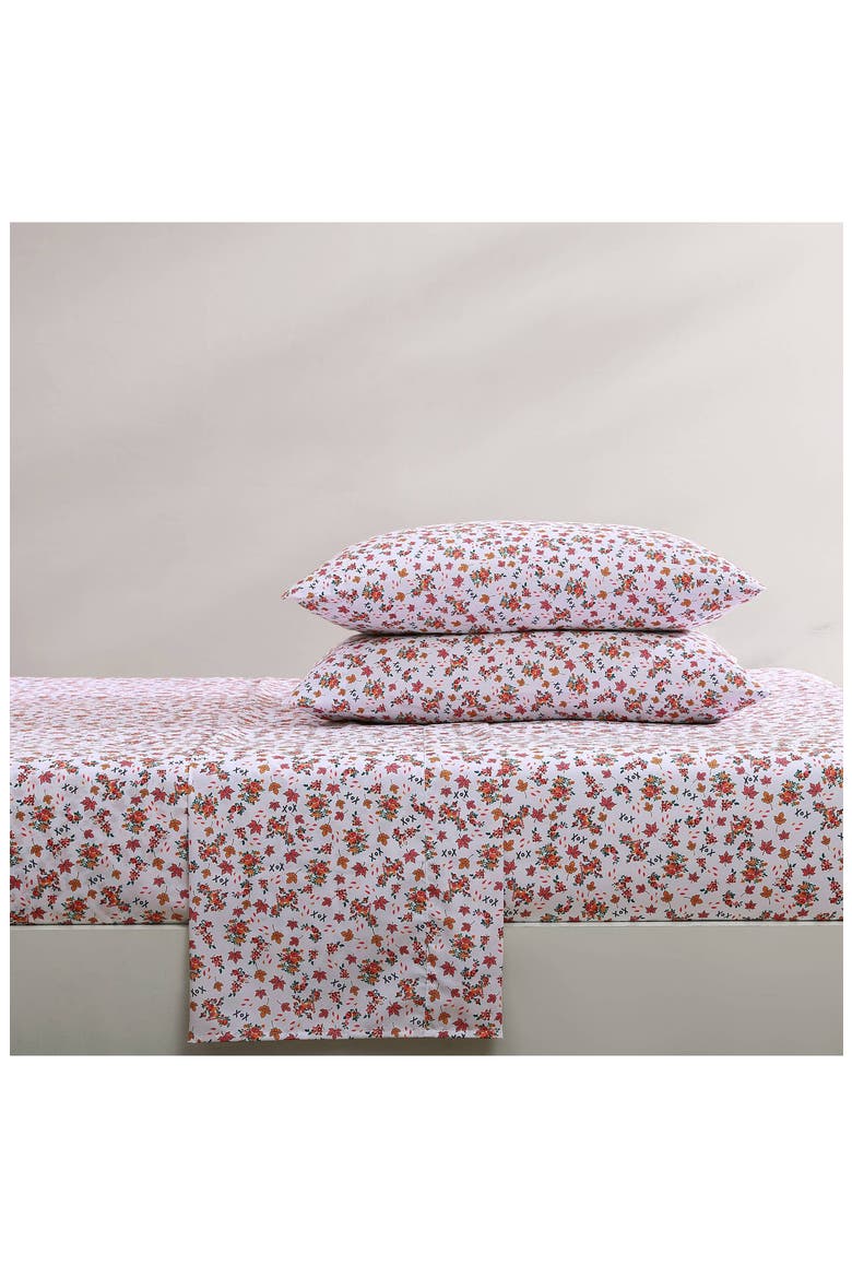 Fall Foliage Sheet Set, Alternate, color, PINK