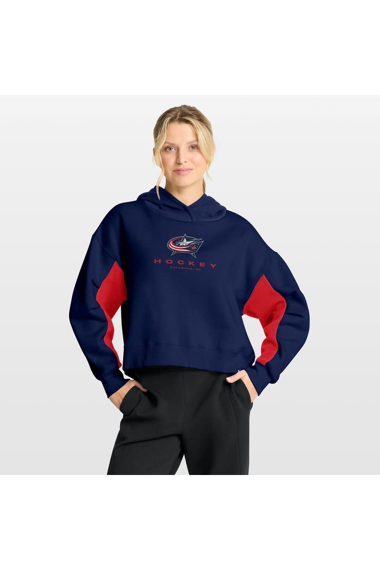 Women's Fanatics Navy Columbus Blue Jackets Back Check Boxy Hoodie, Alternate, color, Navy