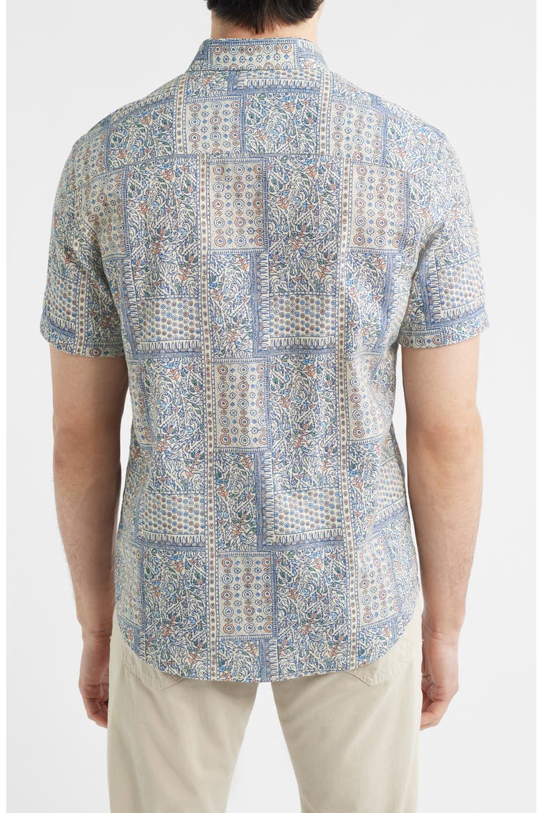 Hampton Stretch Cotton Short Sleeve Button-Up Shirt, Alternate, color, WHITE MULTI BANDANA