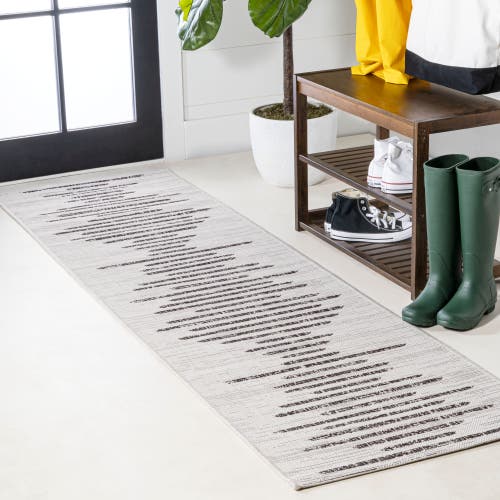 Jonathan Y Zolak Berber Stripe Geometric Indoor/outdoor Area Rug In Ivory/black