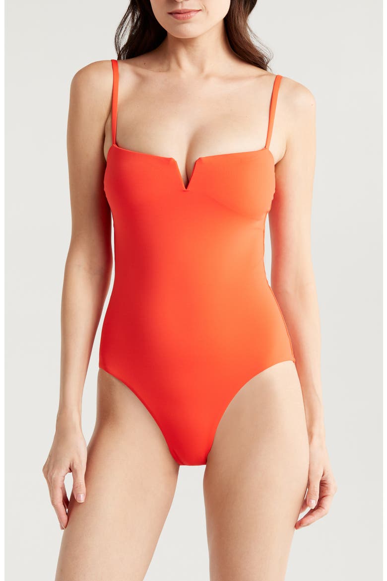 Petra V-Wire One-Piece Swimsuit, Main, color, SUNRISE