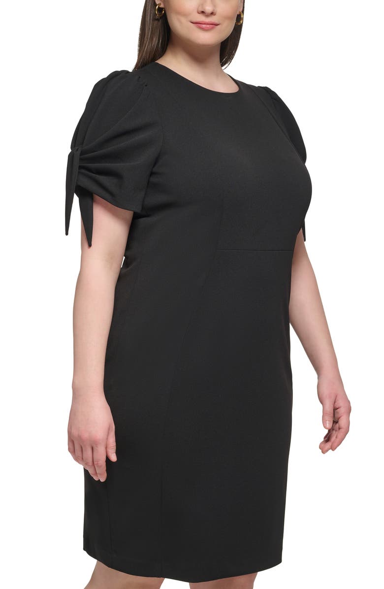 Calvin Klein Tie Short Sleeve Sheath Dress, Alternate, color, Black