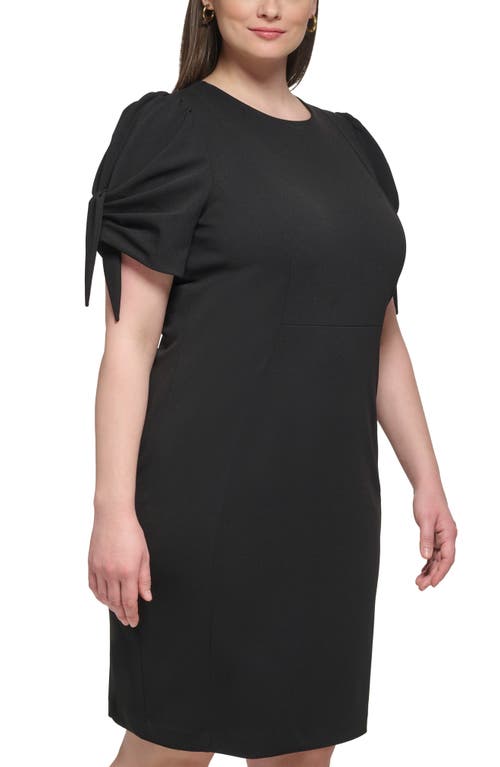 Calvin Klein Tie Short Sleeve Sheath Dress In Black