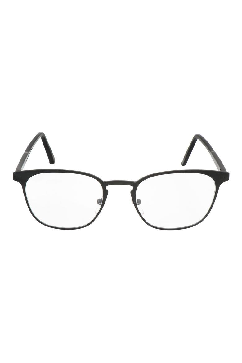 56mm Square Optical Glasses, Main, color, BLACK