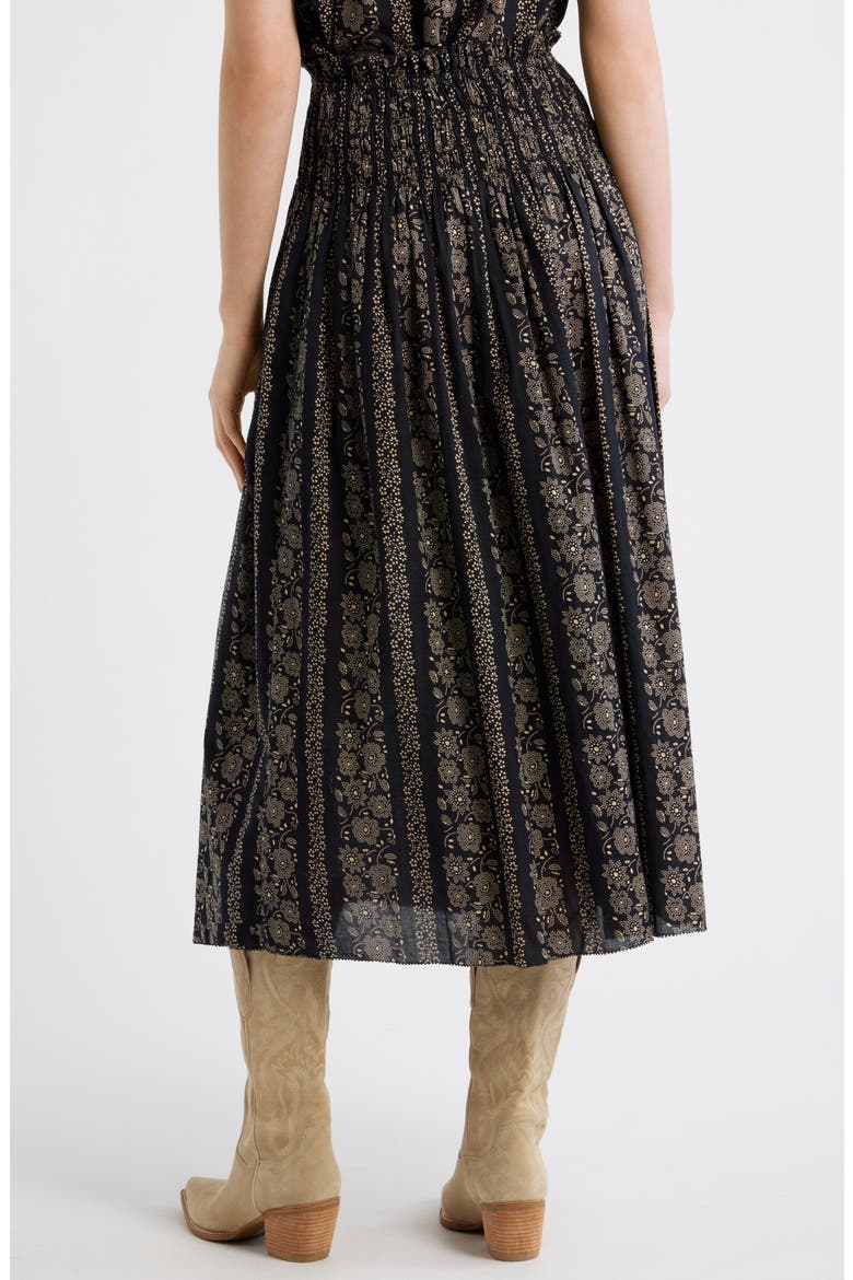 The Canary Print Midi Skirt, Alternate, color, BLACK AND CREAM TOKEN FLORAL