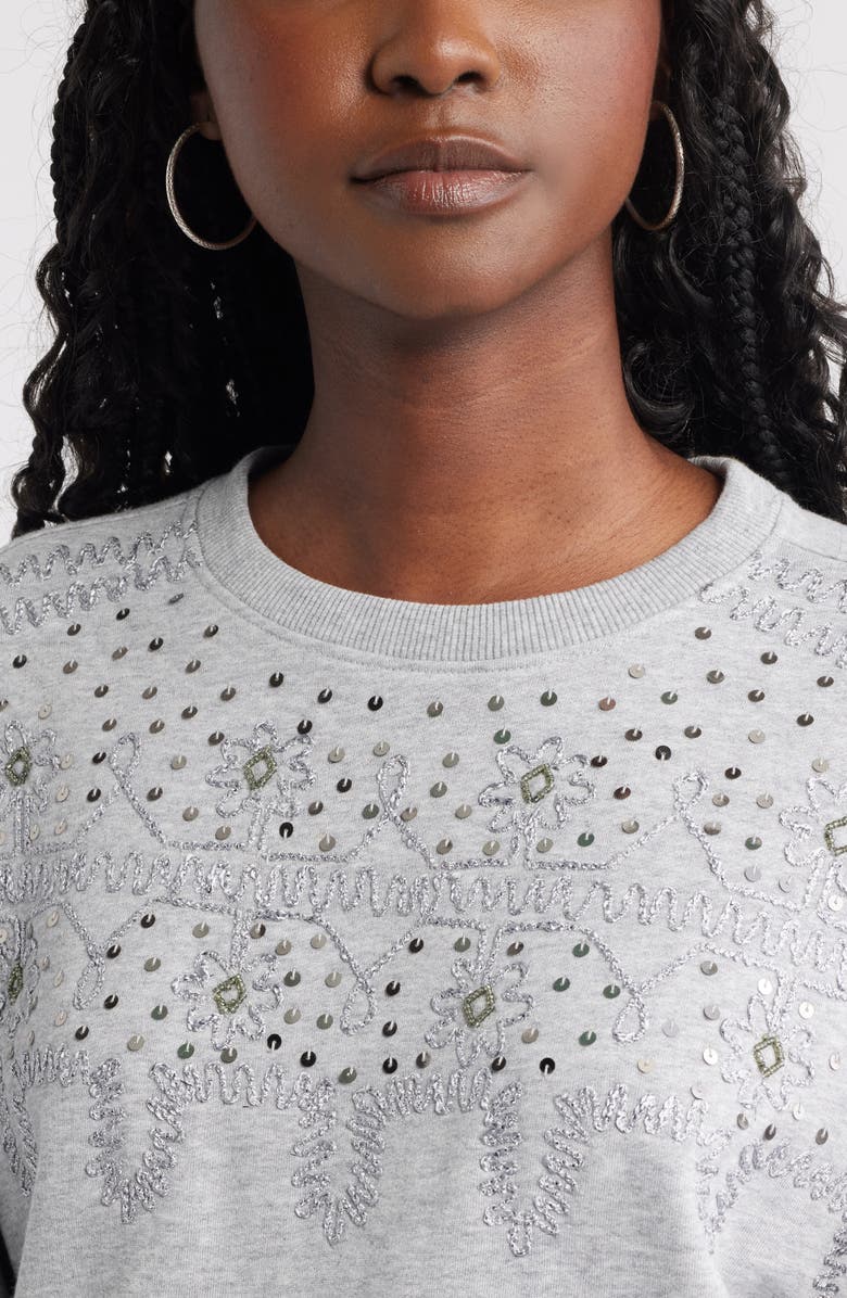 Treasure & Bond Sequin Embroidered Sweatshirt, Alternate, color, Grey Heather