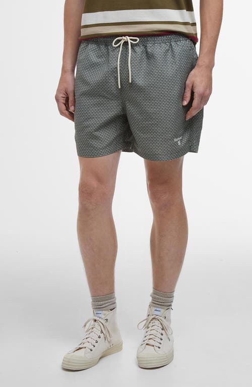 Barbour Shell Swim Trunks In Olive Green