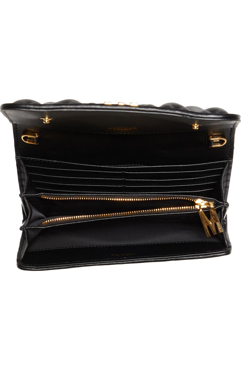 Moschino Matelassé Leather Wallet on a Chain, Alternate, color,