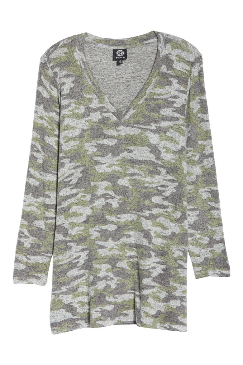 Cozy V-Neck Tunic, Alternate, color, GREEN CAMO