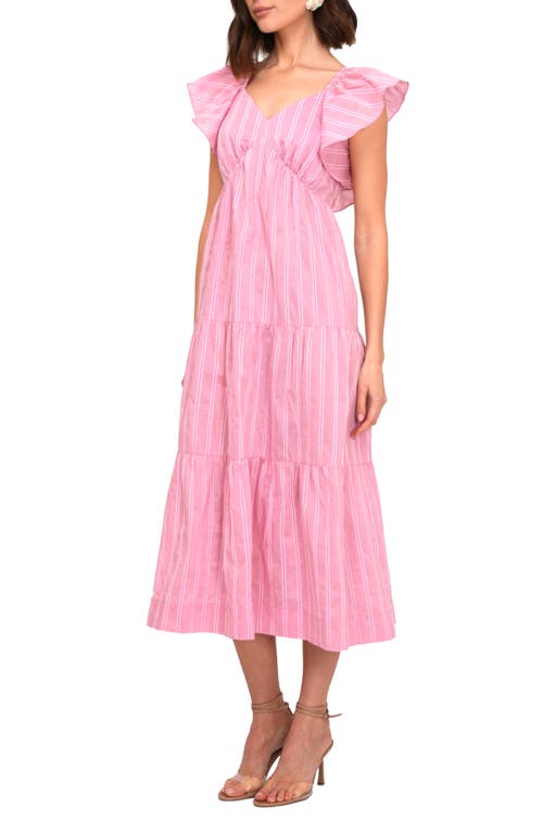 Adelyn Rae Stripe Tiered Maxi Dress In Pink