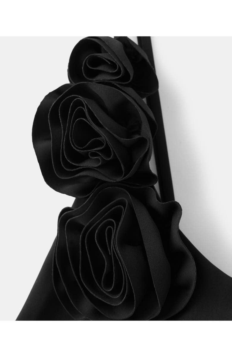 MANGO Floral Strap One-Piece Swimsuit, Alternate, color, Black