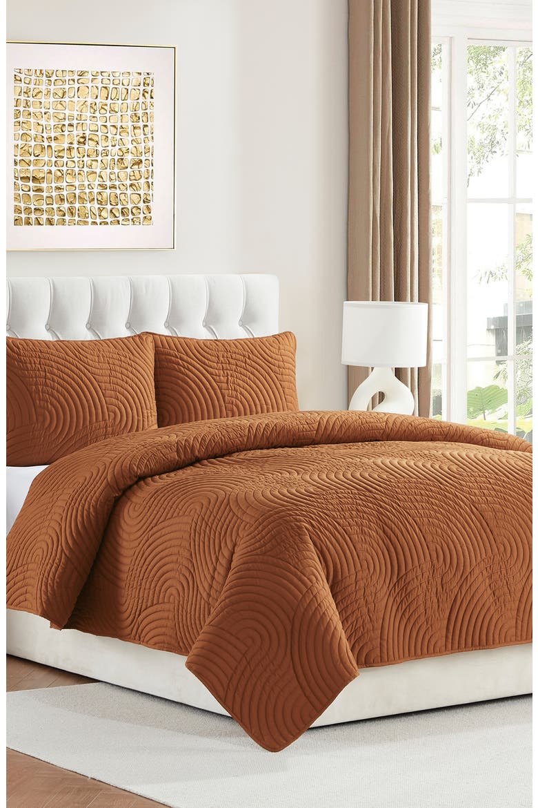 Sands Curved 3-Piece Quilt Set, Alternate, color, ORANGE