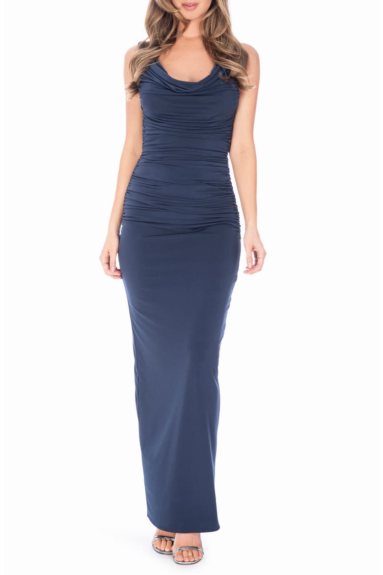 Rita Cowl Neck Gown, Main, color, DEEP SEA