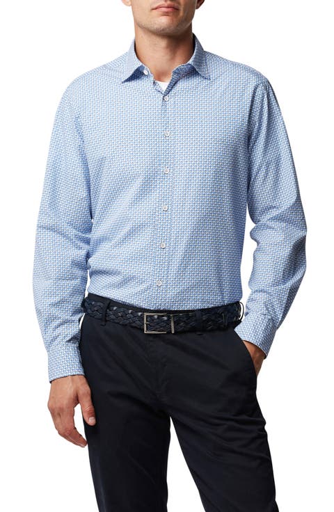 Calliope Island Print Cotton Button-Up Shirt