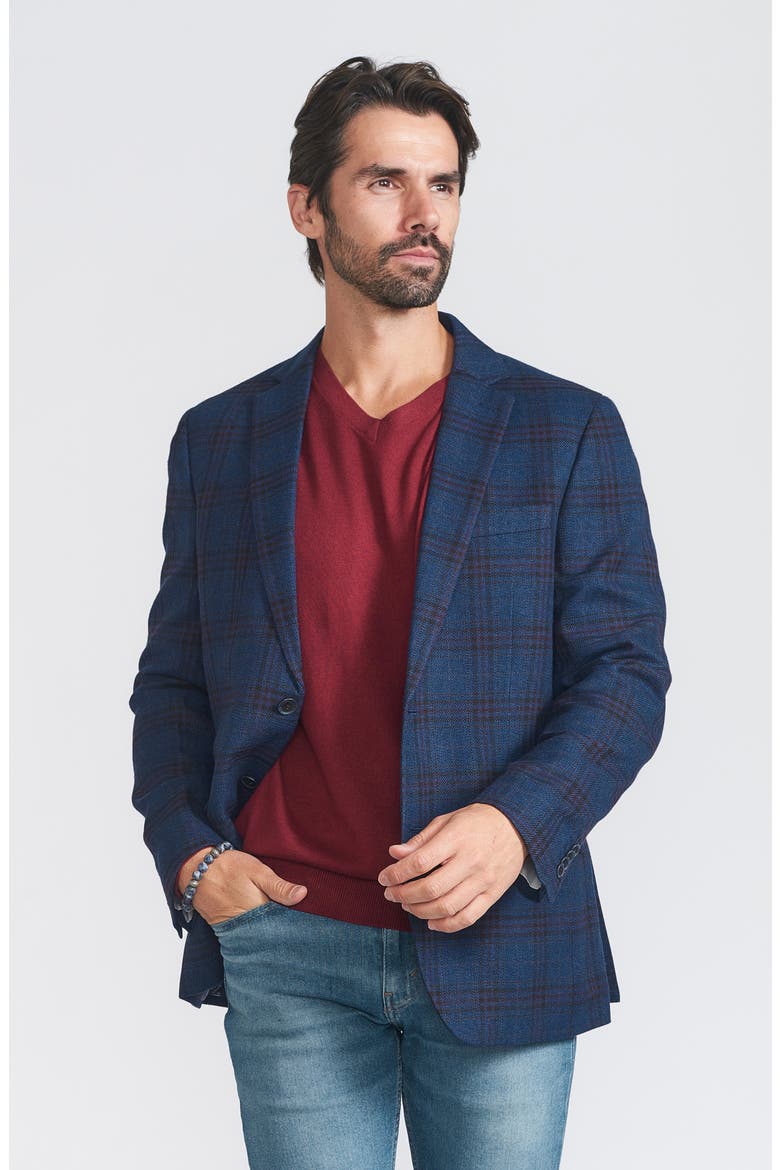 Plaid Sport Coat, Alternate, color, NAVY