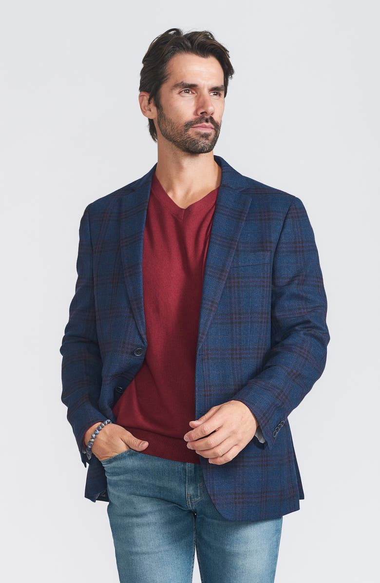 SAVILE ROW CO Plaid Sport Coat, Alternate, color, Navy