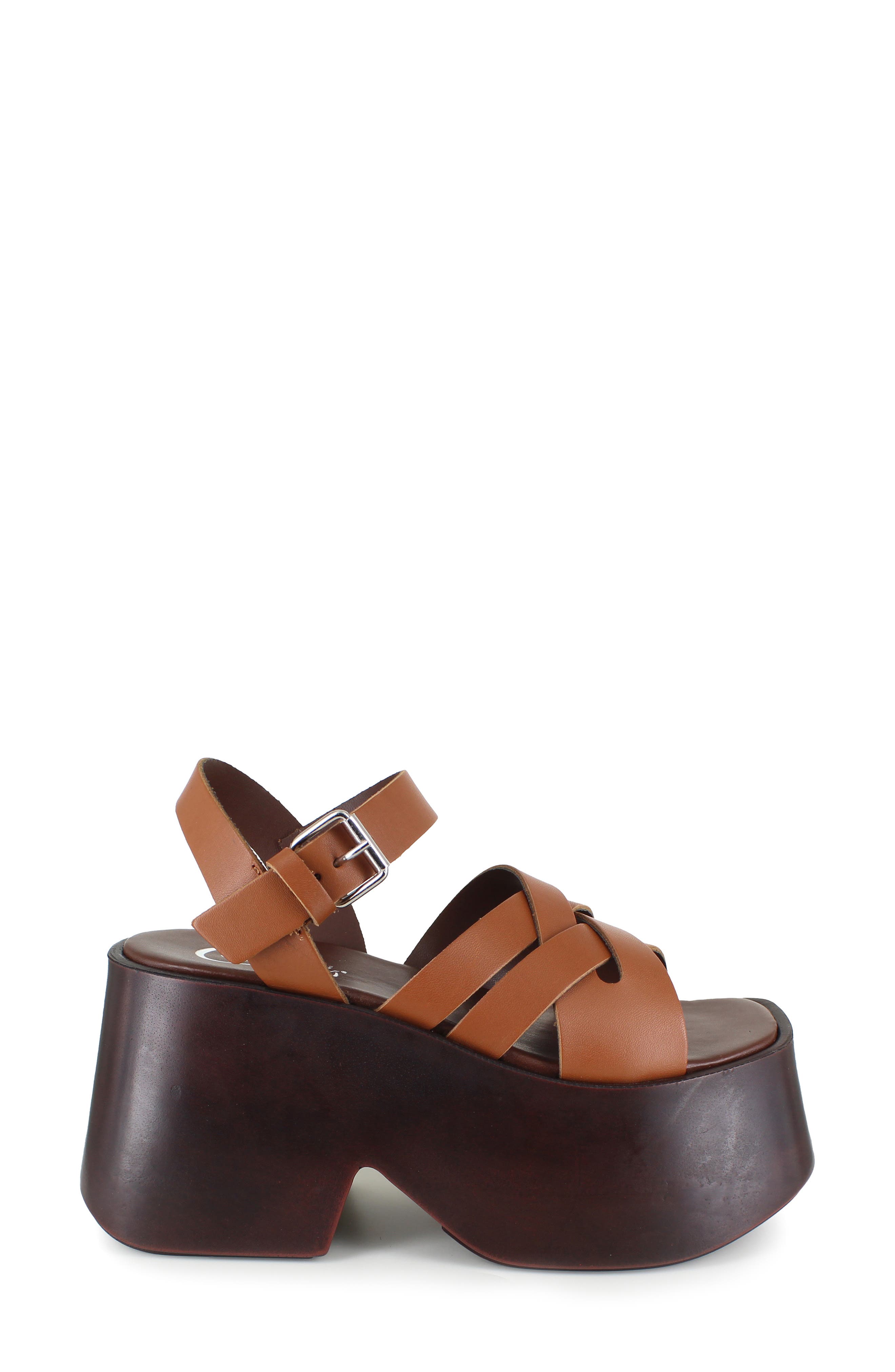 Elisabeth Ankle Strap Platform Sandal, Alternate, color, TAN LEATHER