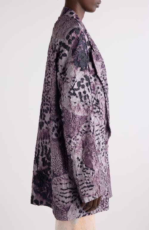 Dries Van Noten Blink Orchid Spots Print Oversize Textured Satin Blazer In Mauve