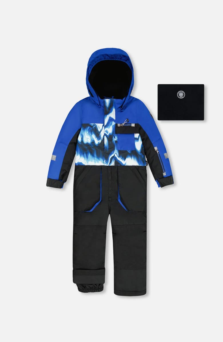 Deux par Deux One-Piece Play Snowsuit with and Colorblocking, Main, color, Black
