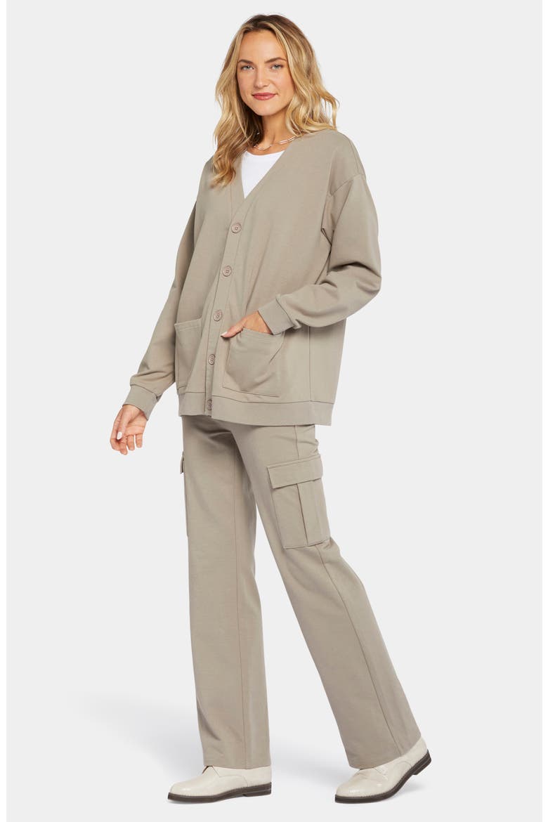 Sweatshirt Cardigan, Alternate, color, SADDLEWOOD