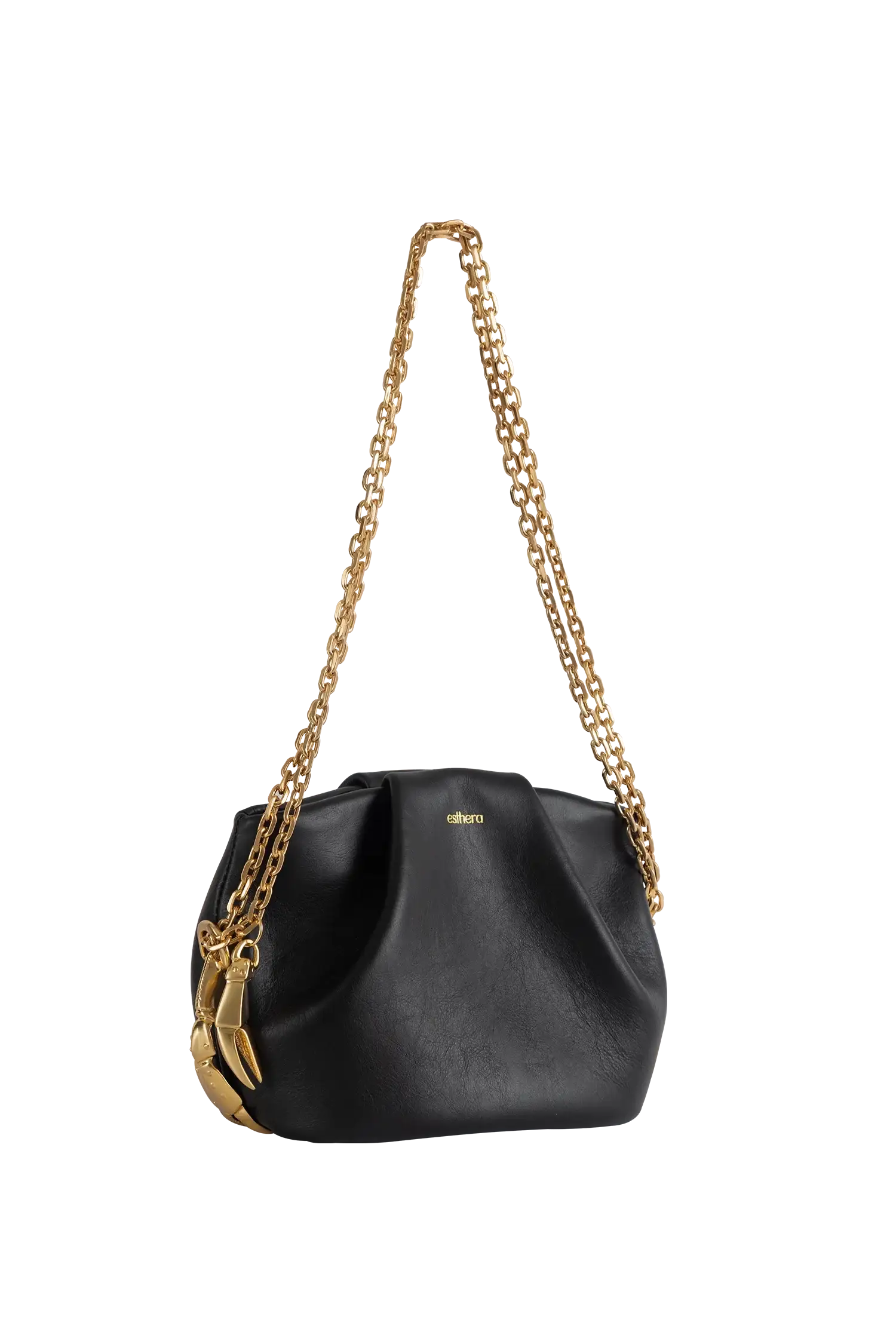 Leather Crab Clutch, Alternate, color, Black