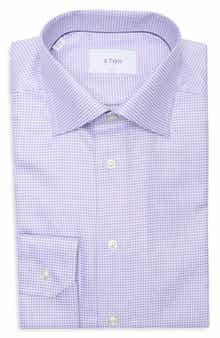 Eton Slim Fit Houndstooth Cotton Twill Dress Shirt