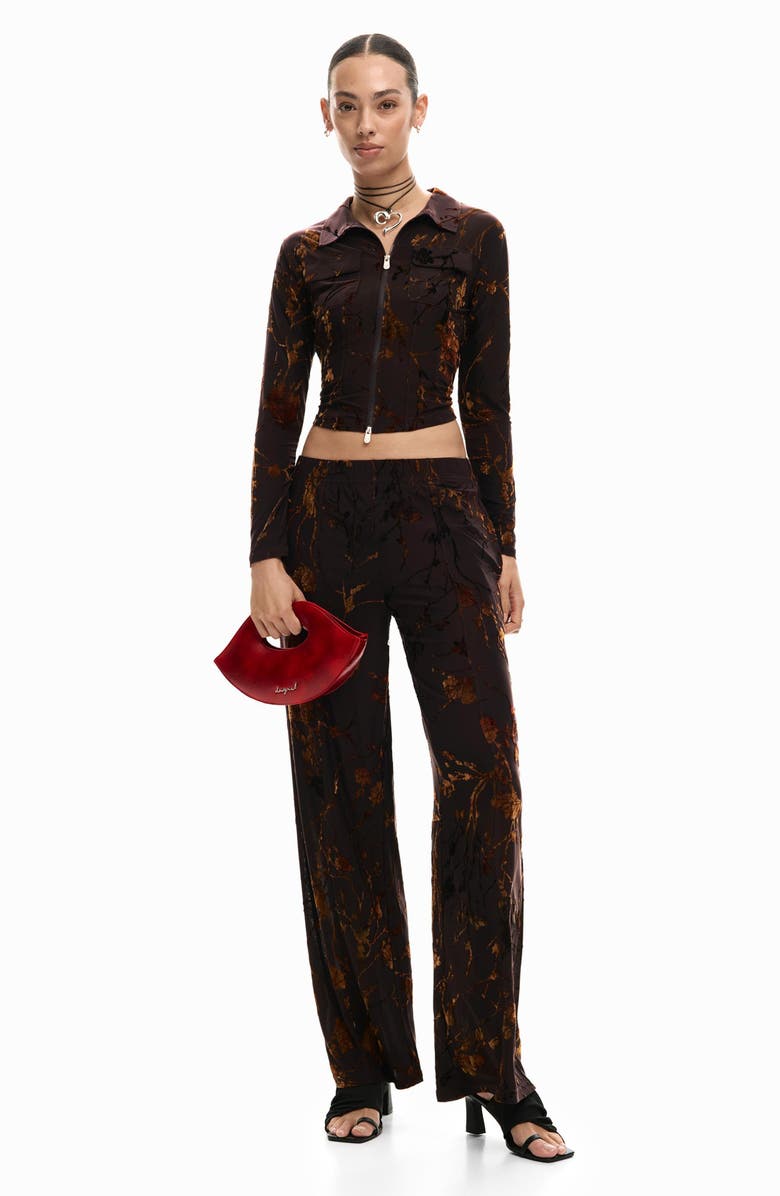 Desigual Zip Front Long Sleeve Shirt, Alternate, color, 