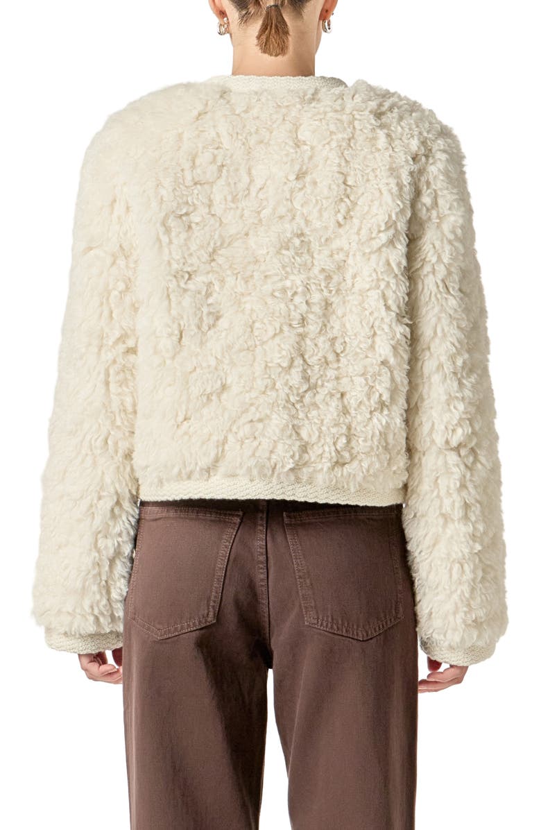 English Factory High Pile Fleece Crop Jacket, Alternate, color, Off White