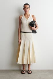 COS Pleated Cotton-linen Midi Skirt