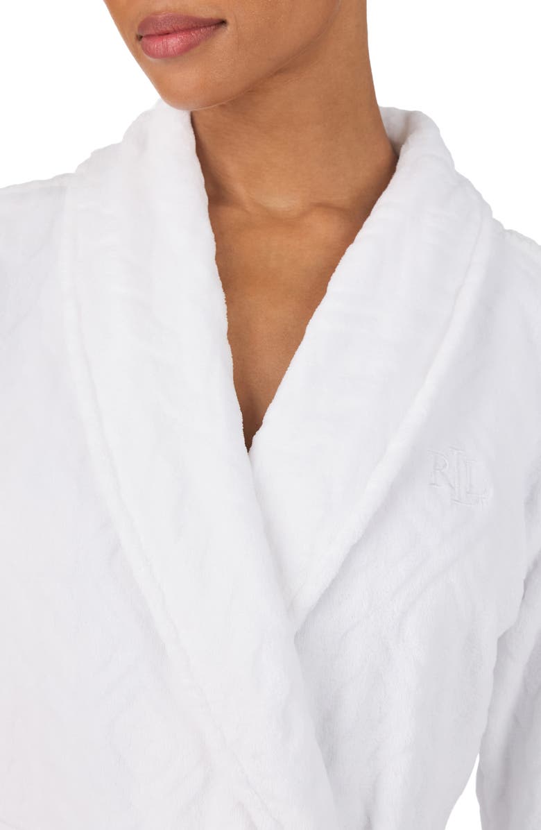 Lauren Ralph Lauren Fleece Monogram Robe, Alternate, color, White