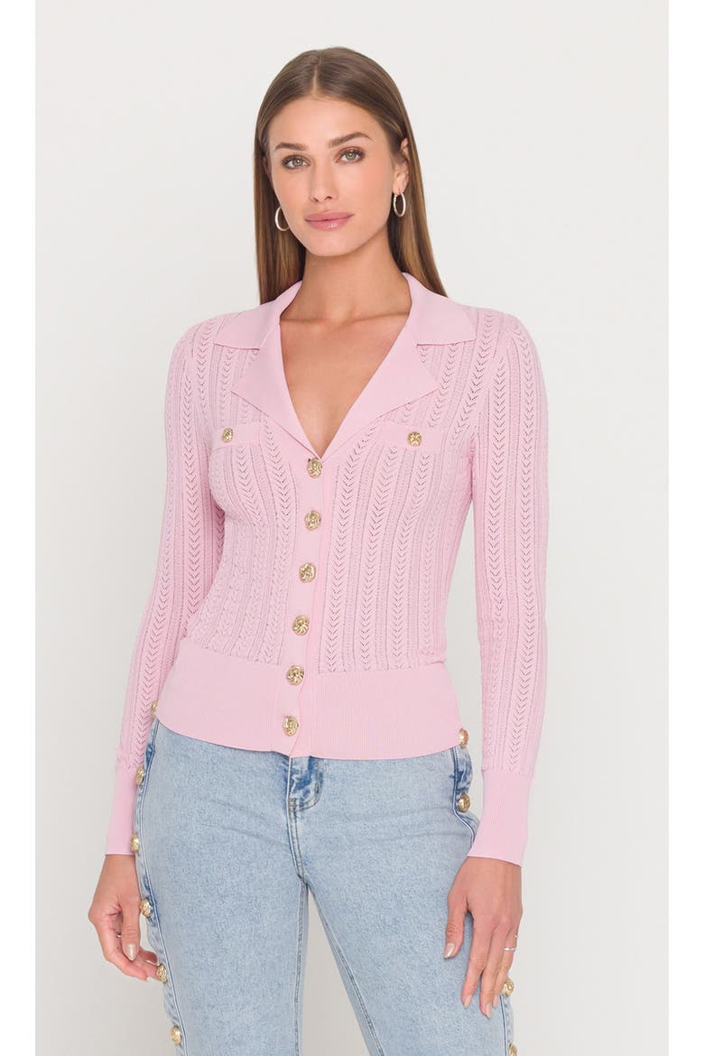 Charlotte Pointelle Rib Cardigan, Main, color, Soft Rose
