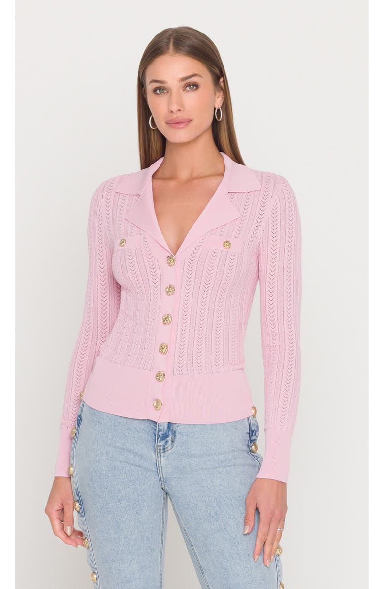 Generation Love Charlotte Pointelle Rib Cardigan, Main, color, Soft Rose