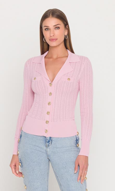 Charlotte Pointelle Rib Cardigan