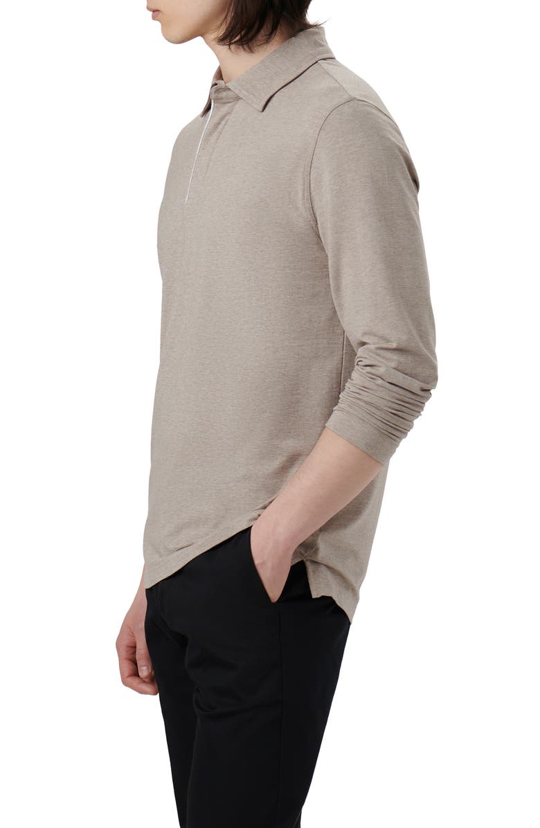 Bugatchi Long Sleeve Stretch Cotton Knit Polo, Alternate, color, Chestnut