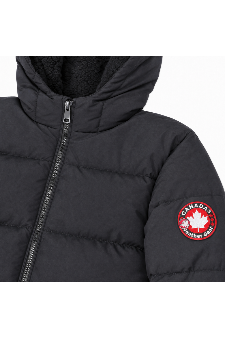 Men's Fleece Lined Hooded Bubble Puffer Jacket, Alternate, color, Black