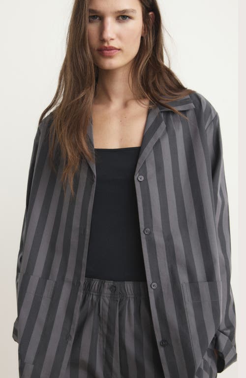 Mango Stripe Cotton Pajama Pants In Gray