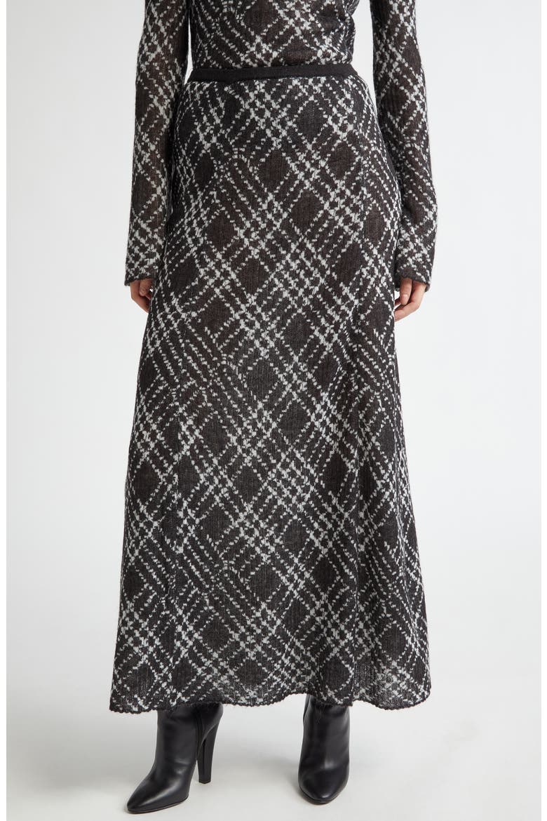 Plaid Knit Maxi Skirt, Main, color, BLACK MULTI