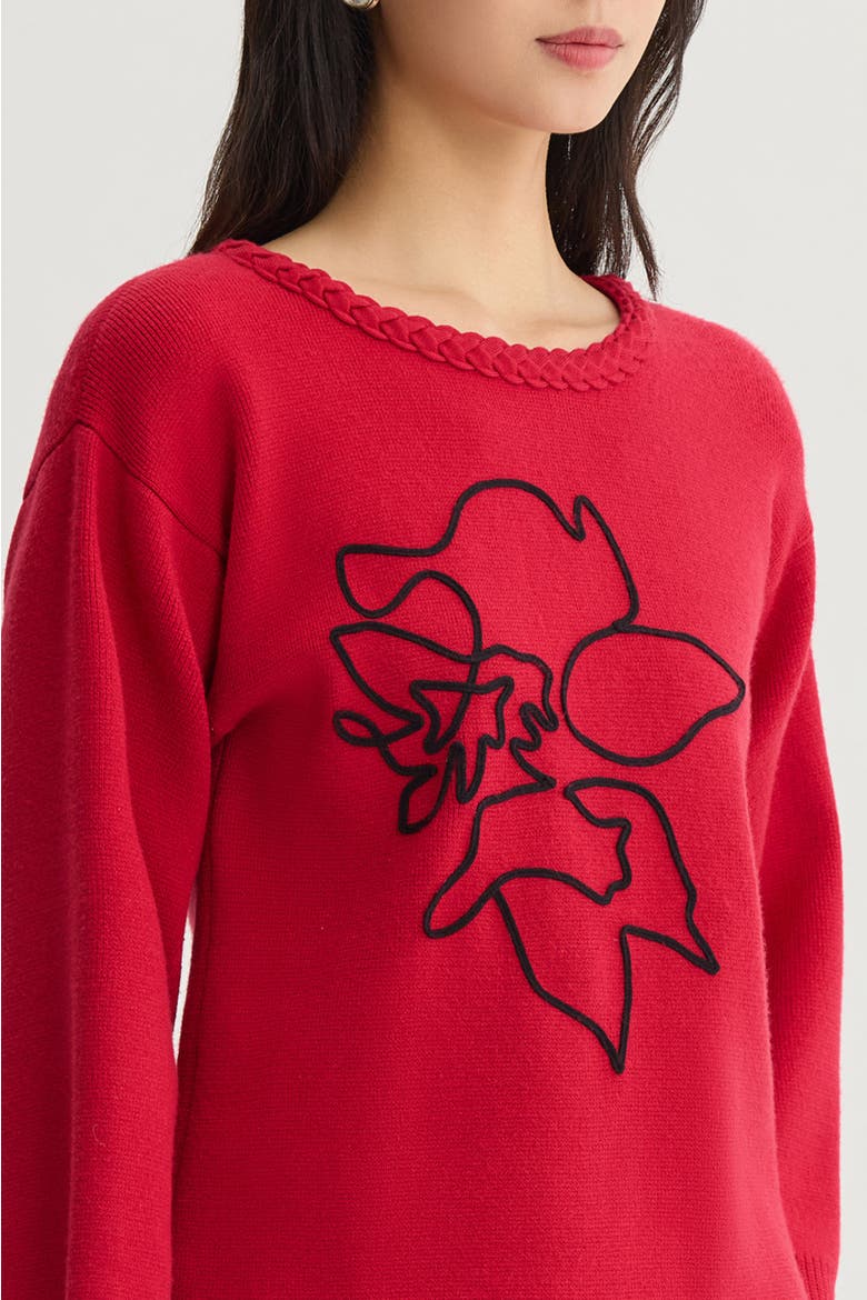 Soutache Cozy Knit Sweater, Alternate, color, Holiday/Black