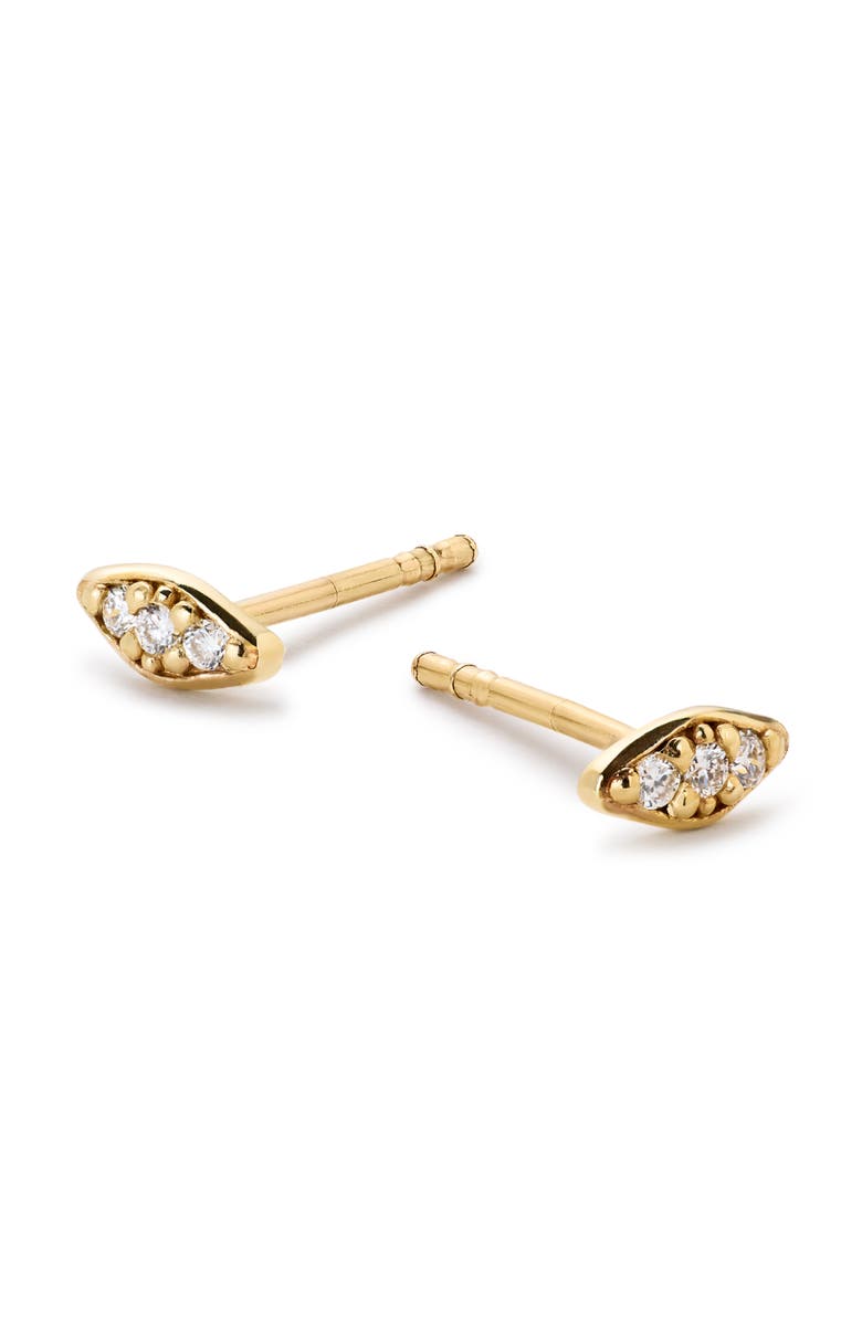 Ana Luisa Gold Stud Earrings - Mini Diamond Navette Studs, Alternate, color,